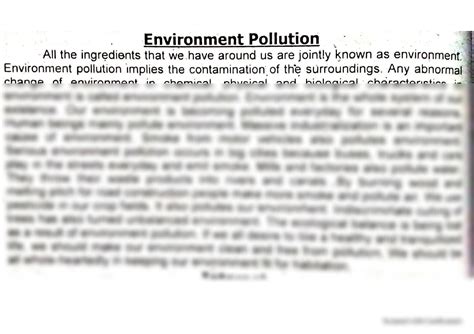 Solution Paragraph Writing On Enviroment Pollution Studypool