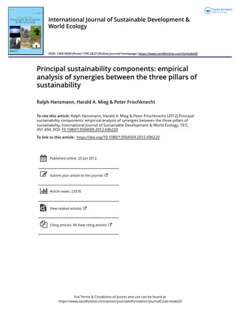 Principal Sustainability Components Empirical Analysis Of Synergies