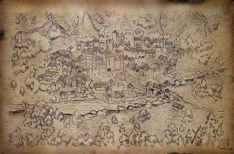 Hand Drawn Medieval Town Map – Thomas Schmall