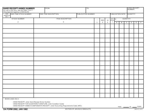 Component Hand Receipt Example