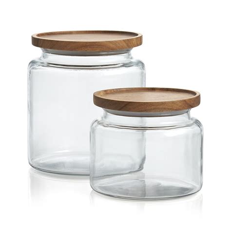 Montana Acacia And Glass Jars Crate And Barrel Glass Food Storage Containers Glass Food