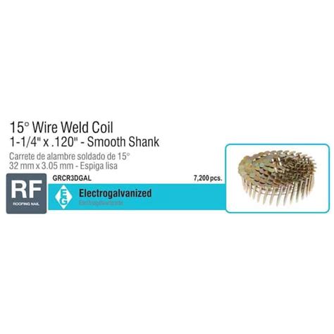 Grip Rite 1 1 4 X 0 120 In Gauge Galvanized Smooth Shank Wire Coil