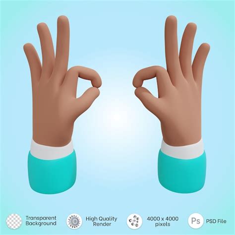 Premium Psd Hands Posing Ok Sign Icon In 3d Rendering