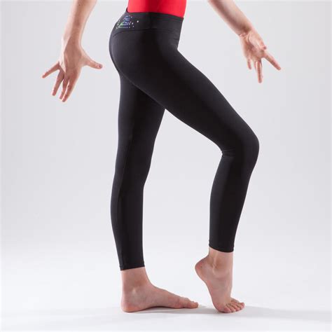 Leggings De Gimnasia Artística Femenina Negro Lentejuelas Decathlon