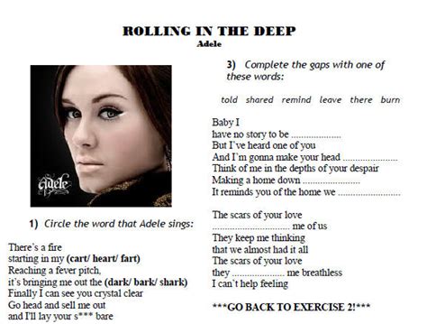 Song Worksheet: Rolling In The Deep by Adele II