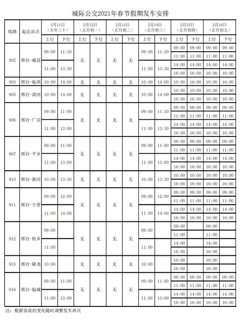 发车时间有变！邢台城际公交最新公告工作