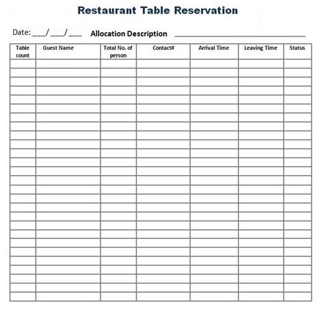 A Restaurant Table Reservation Form Is Shown In This File It Shows The