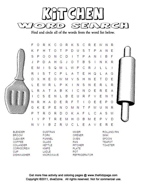 Kitchen Word Search Puzzle Game