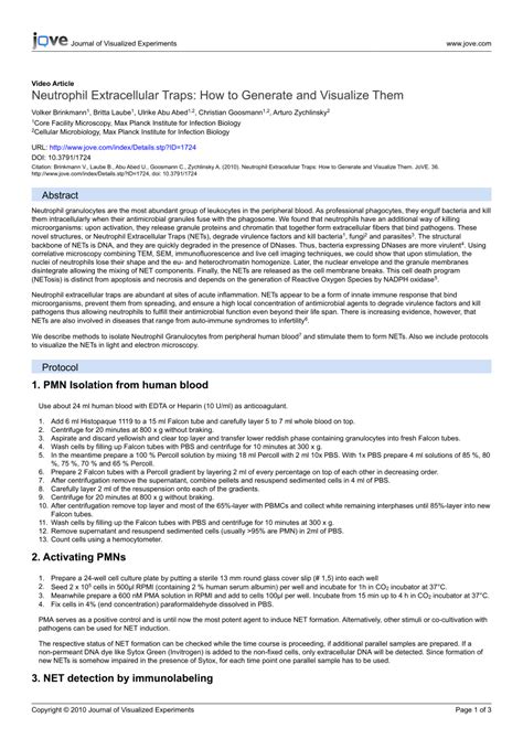 (PDF) Neutrophil Extracellular Traps: How to Generate and Visualize Them