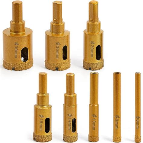 Diamond Hole Saw Kit, Dry/Wet Brazing Tile Core Drill Bits Sets, Brazed ...