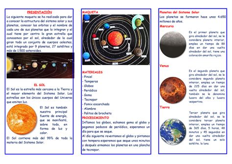 Triptico Sistema Solar Aldahir PRESENTACIÓN La siguiente maqueta se