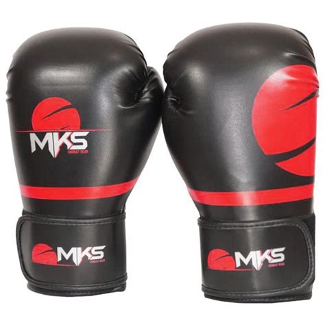 Luva De Boxe MKS Champions Pro Preto Vermelho Attemporal Boutique