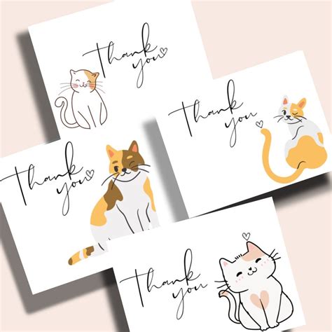 Adorable Cat Thank You Card Set, Cute Kittens Blank Note Cards With Envelopes Set of 12, 24, 36 ...