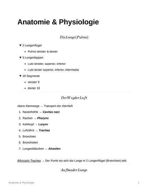 Anatomie Und Physiologie Anatomie Physiologie 1 Anatomie