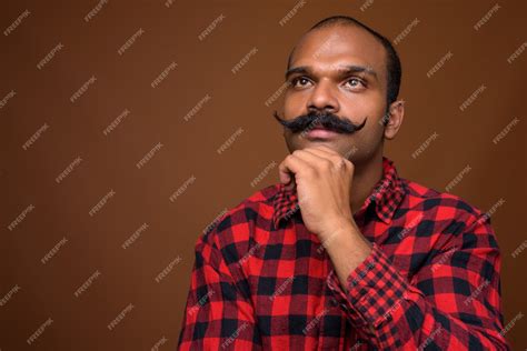 Premium Photo Face Of Indian Hipster Man With Mustache