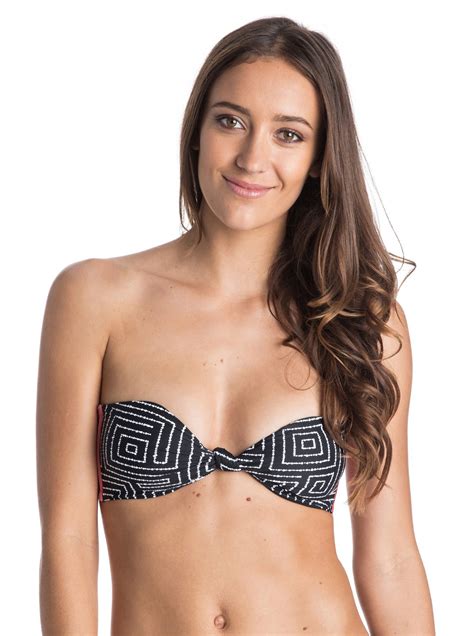 Border Line Removable Strap Bandeau Bikini Top ARJX303138 Roxy