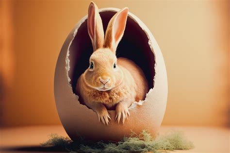 Premium Photo Easter Bunny Breaking Out Of An Egg