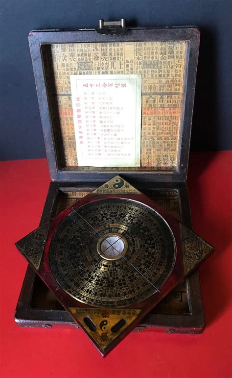 Antique Feng Shui Luo Pan Chinese Compass W Leather Case Complete With Meaning Etsy