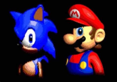 Mario And Sonic Are Standing Next To Each Other In Front Of A Black