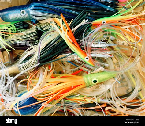 USA, Florida, deep sea fishing lures, close-up, Islamorada Stock Photo ...