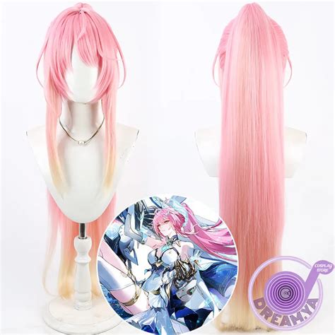 aemeath cosplay wig wuthering waves pink yellow long synthetic hair