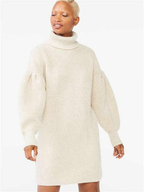 Free Assembly Womens Cowl Sweater Dress With Pleated Shoulders