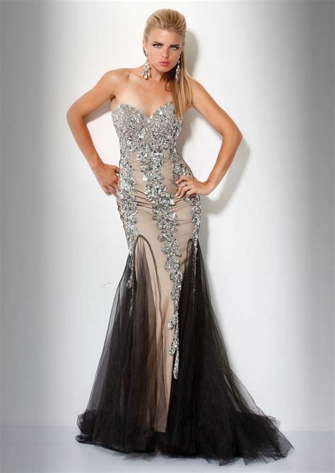 Jovani 17438 Black And Silver Strapless Sequin Evening Gown Prom