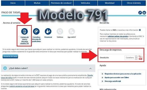 Modelo 791 DGT descargar documento para tasas tráfico