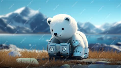 Premium Photo | Extremely cute little robot polar bear going