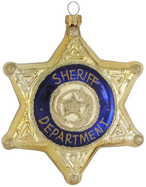 5 Inch Glass Figural Sheriffs Badge Keepsake Christmas Ornament By