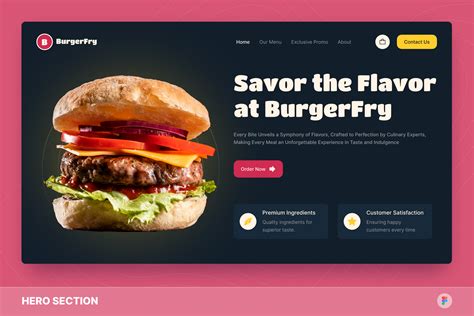 Burgerfry Fast Food Hero Section Figma Template Design Templates