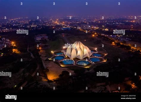 Lotus Temple In Delhi India Aerial Sunset Stock Photo Alamy