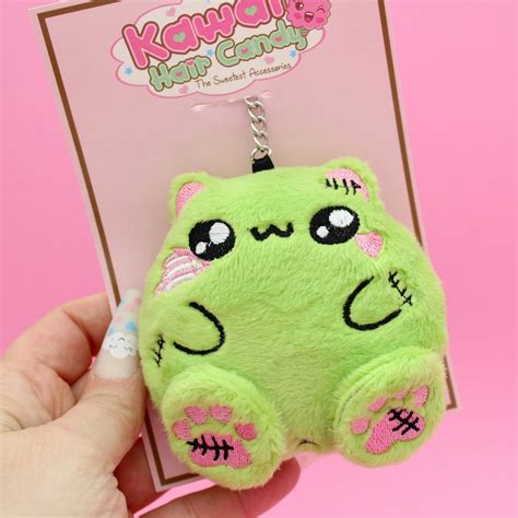 Cute Anime Cat Kawaii Plush Zombie Kitty Keychain Harajuku Accessories ...