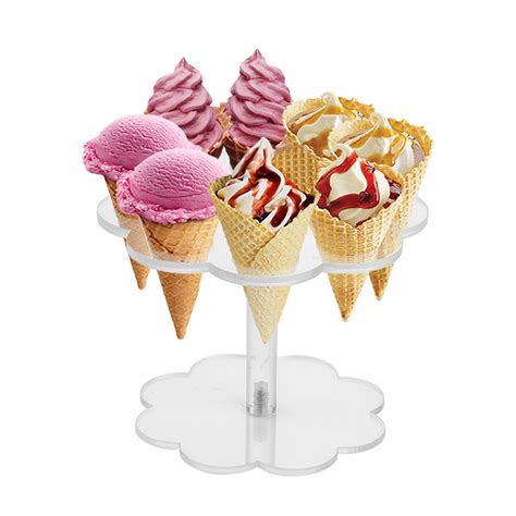 Buy Clear Acrylic Ice Cream Cone Holder With Holes Waffle Hand Roll