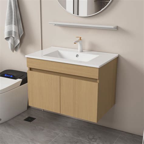 SSLine Modern 30 Floating Bathroom Vanity With Sink Wall Mounted