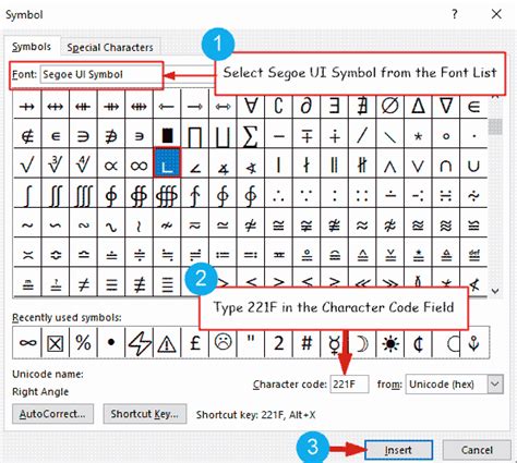 ∟ How To Typeinsert Right Angle Symbol In Word On Keyboard How