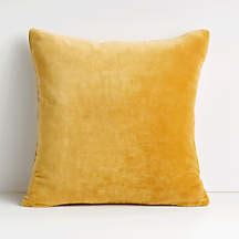 Yellow 20 X20 Square Cotton Sari Silk Decorative Throw Pillow Crate