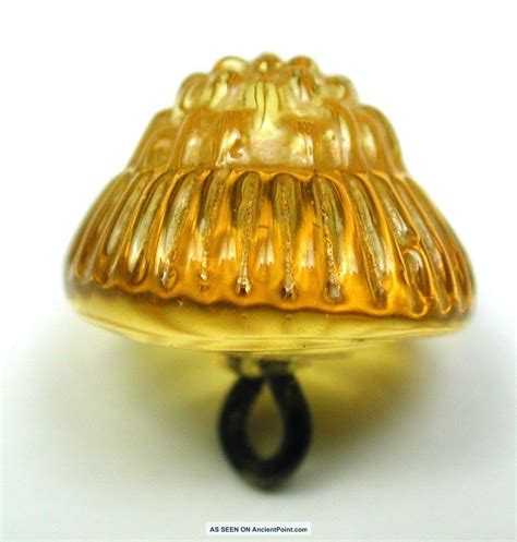 Antique Charmstring Glass Button Honey Berry Top Fluted Border Swirl