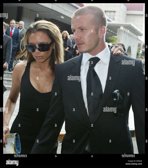 David and Victoria Beckham April 2004 Attending funeral of the mother ...