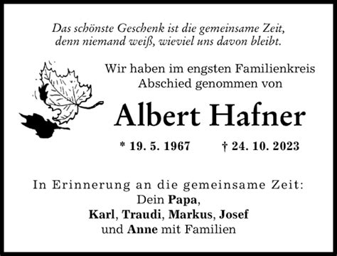 Traueranzeigen Von Albert Hafner Allg Uer Zeitung