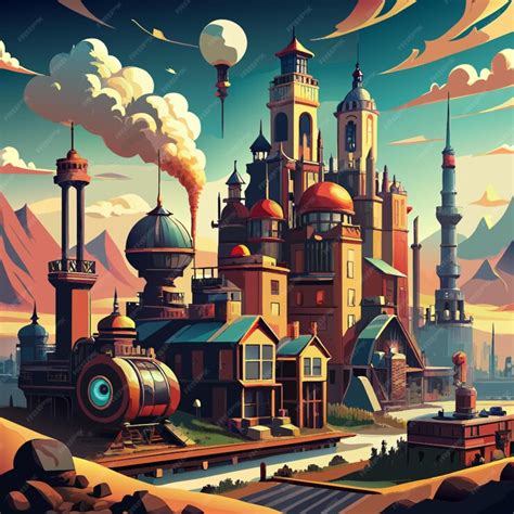 steampunk city design  city   victorianera aesthetic infused