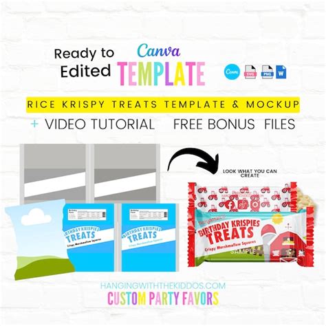 Rice Krispy Treats Template And Mockup Instant Download Make Custom