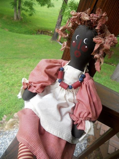 Black Raggedy Ann Doll Primitive Black Mammy Doll By Yoyocottage