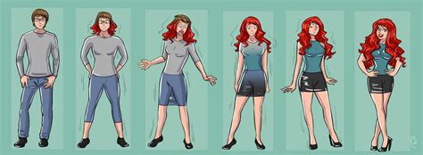 Tg Tf Sequence Redhead By Kittymellow Tg Transformation Female Transformation Transgender Comic