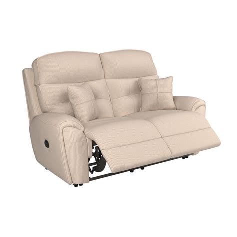 La Z Boy Cream Columbus Fabric 2 Seater Power Recliner Sofa By Scs