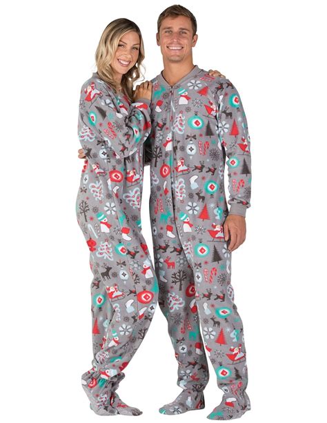 Footed Pajamas Footed Pajamas Santa S Village Adult Fleece Onesie Adult Large Plus Wide