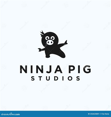 Ninja Pig Logo Design Vector Illustration Stock Vector Illustration