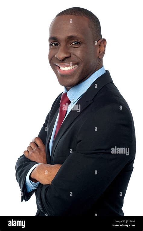 Handsome African Businessman With Folded Hands Stock Photo Alamy