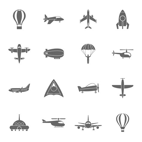 Aircraft Icons Set Black 428962 Vector Art At Vecteezy