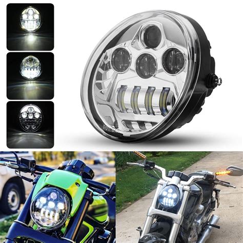 Dot 60w Motorcycle Led Headlights Hilo Beam Drl For Harley Davidson Vrod Vrsc Led Headlights